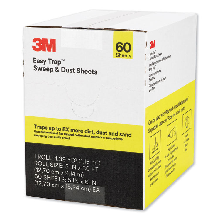 3M™ Easy Trap Duster, 5" x 30 ft, White, 60 Sheet Roll/Box, 8 Boxes/Carton (MMM59032WCT)