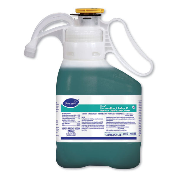 Diversey™ Crew Restroom Floor and Surface SC Non-Acid Disinfectant Cleaner, Fresh, 1.4 L Bottle, 2/Carton (DVO101102189)