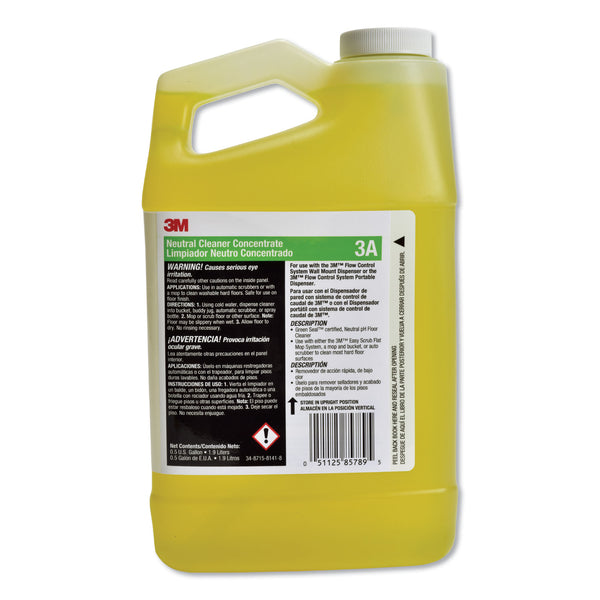 3M Neutral Cleaner Concentrate 3A, Fresh Scent, 0.5 gal Bottle, 4/Carton (MMM3A) Case of 4