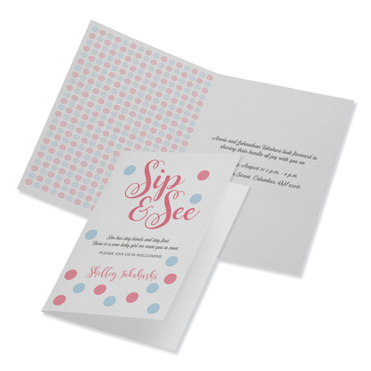 Avery® Half-Fold Greeting Cards with Envelopes, Inkjet, 65 lb, 5.5 x 8.5, Textured Uncoated White, 1 Card/Sheet, 30 Sheets/Box (AVE3378)