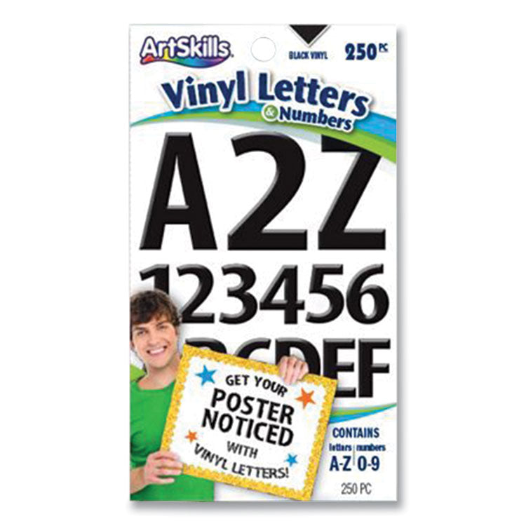 ArtSkills® Poster and Bulletin Board Vinyl Letters and Numbers, Black, 1" and 2"h, 250/Pack (ASKPA1349) Pack of 250