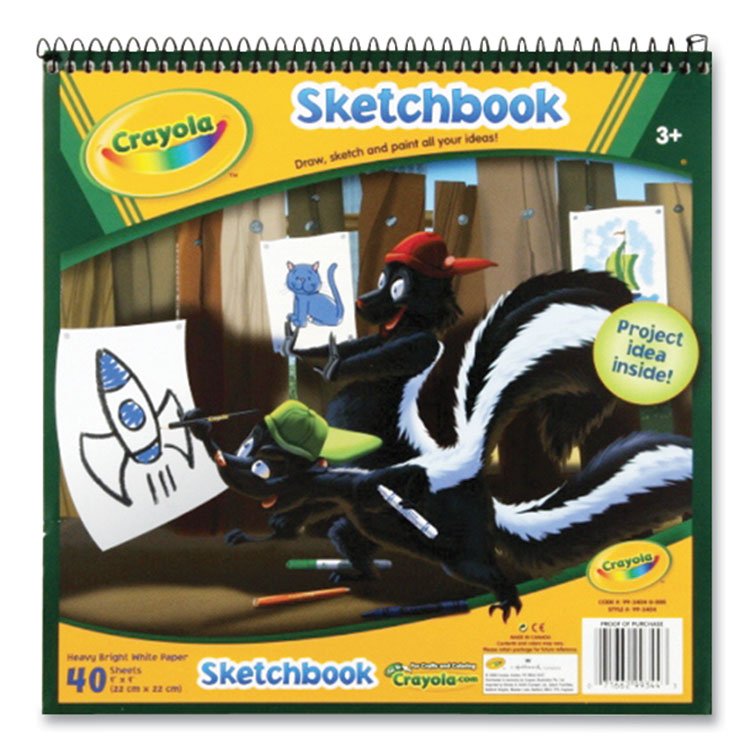 Crayola® Animal Animations Wirebound Sketchpad, Unruled, Gold/Green Cover, 40 White 9 x 9 Sheets (CYO993404) Each
