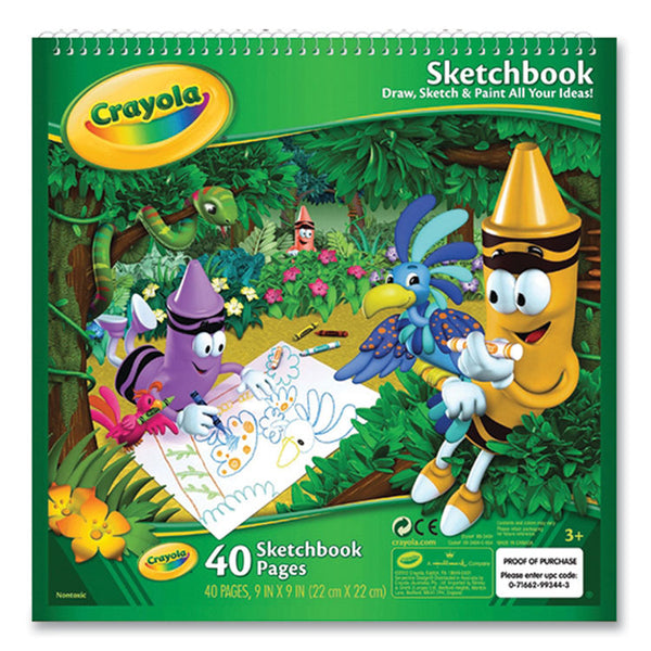 Crayola® Animal Animations Wirebound Sketchpad, Unruled, Gold/Green Cover, 40 White 9 x 9 Sheets (CYO993404)