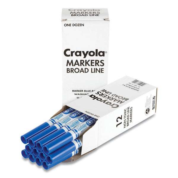 Crayola® Broad Line Washable Markers, Broad Bullet Tip, Blue, 12/Box (CYO587800042)