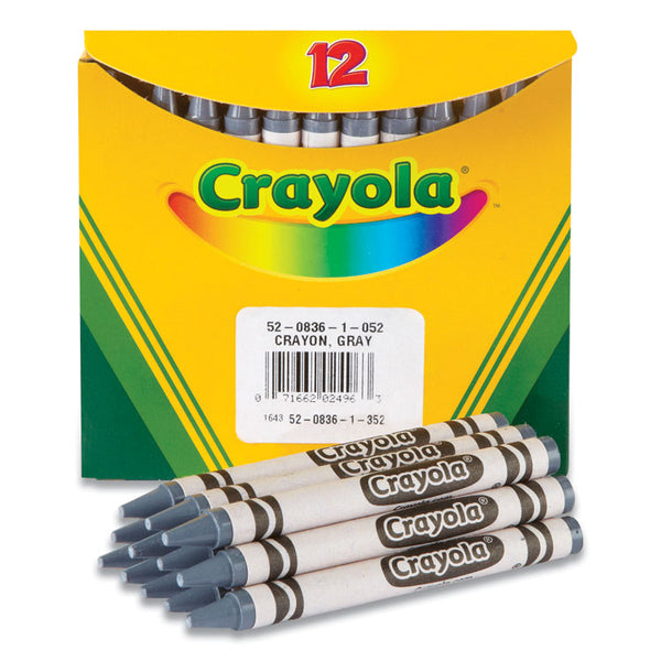 Crayola® Bulkl Crayons, Gray, 12/Box (CYO520836052)
