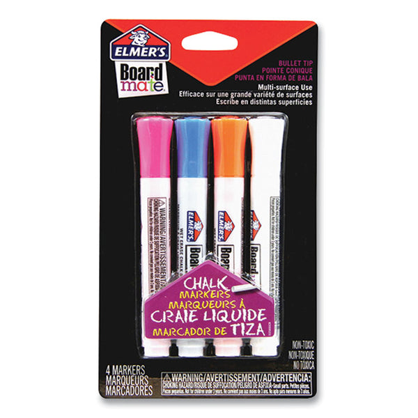Elmer's® Boardmate Wet Erase Chalk Markers, Broad Bullet Tip, Assorted Colors, 4/Pack (EPIE152MELM)