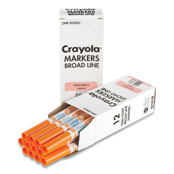 Crayola® Broad Line Washable Markers, Broad Bullet Tip, Orange, 12/Box (CYO587800036)