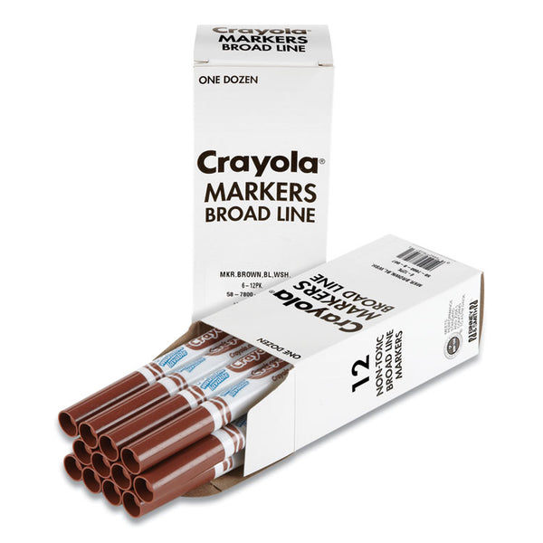 Crayola® Broad Line Washable Markers, Broad Bullet Tip, Brown, 12/Box (CYO587800007) Box of 12