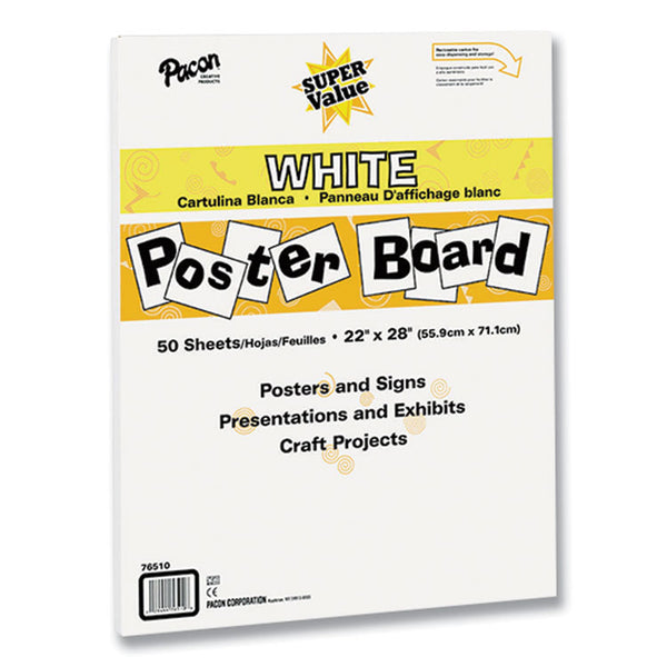 Pacon® Super Value Posterboard, 22 x 28, White, 50/Carton (PAC76510) Each