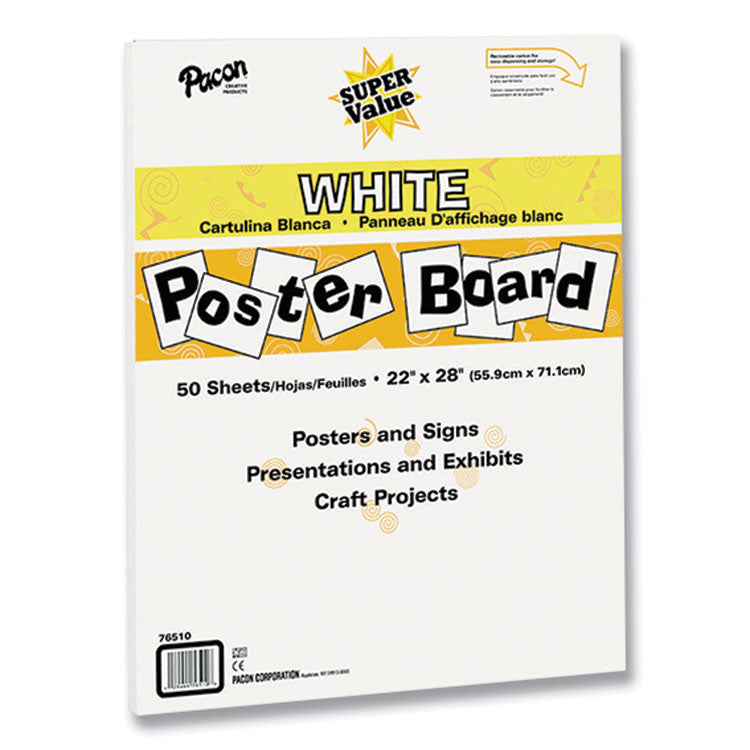 Pacon® Super Value Posterboard, 22 x 28, White, 50/Carton (PAC76510)