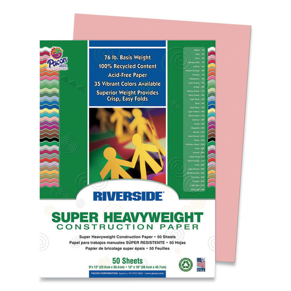 Pacon® Riverside Construction Paper, 76 lb Text Weight, 9 x 12, Salmon, 50/Pack (RIV03970) Each