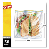 Glad® Sandwich Zipper Bags, 6.63" x 8", Clear, 600/Carton (CLO57263) 12 Boxes of 50