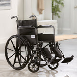 McKesson Wheelchair Dual Axle Full Length Arm Swing-Away Elevating Legrest Black Upholstery 18 Inch Seat Width Adult 300 lbs. Weight Capacity (1065275_EA) 1/EA