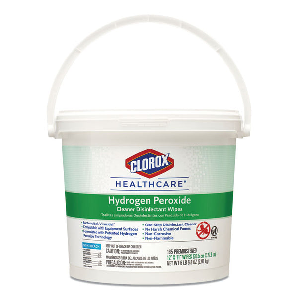 Clorox Healthcare® Hydrogen Peroxide Cleaner Disinfectant Wipes, 11 x 12, Unscented, White, 185/Canister, 2 Canisters/Carton (CLO30826) Each