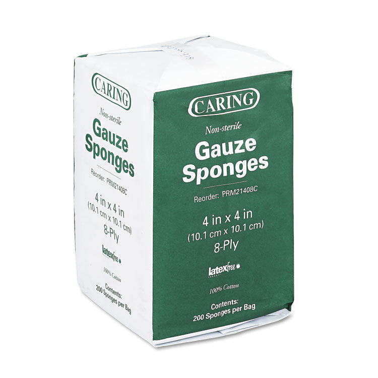 Medline Caring Woven Gauze Sponges, Non-Sterile, 8-Ply, 4 x 4, 200/Pack (MIIPRM21408C)