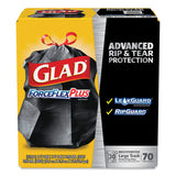 Glad® ForceFlexPlus Drawstring Large Trash Bags, 30 gal, 1.05 mil, 30" x 32", Black, 70/Box (CLO70358)