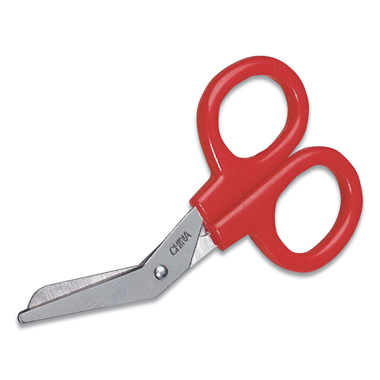 First Aid Only™ Angled First Aid Kit Scissors, Rounded Tip, 4" Long, 1.5" Cut Length, Red Offset Handle (FAO730010) Each