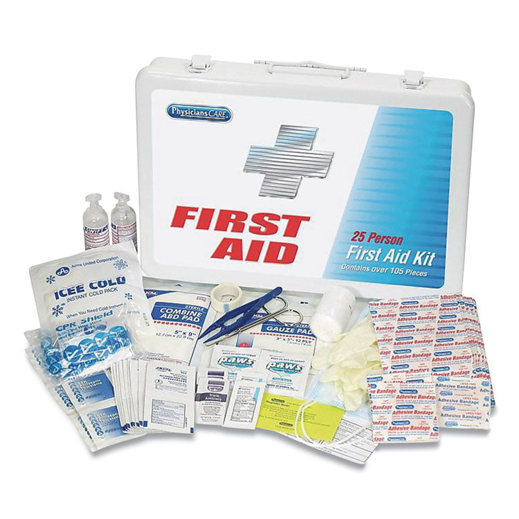 PhysiciansCare® by First Aid Only® First Aid Kit for Up to 25 People, 125 Pieces, Metal Case (PHY90175001) Each