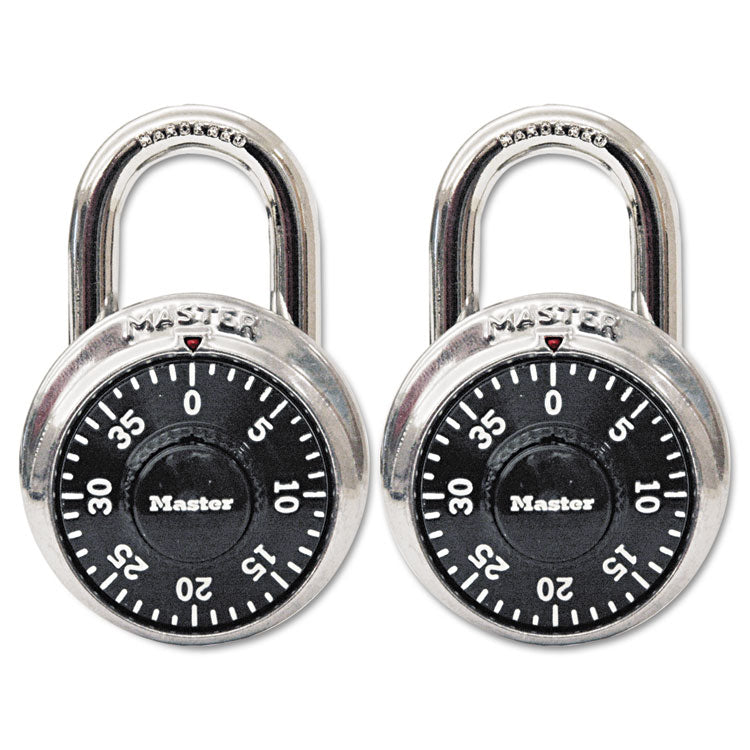 Master Lock® Combination Lock, Stainless Steel, 1.87" Wide, Silver/Black, 2/Pack (MLK1500T) Pack of 2