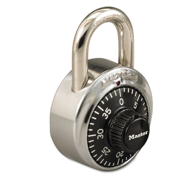 Master Lock® Combination Stainless Steel Padlock, 1.87" Wide, Black/Silver (MLK1525)