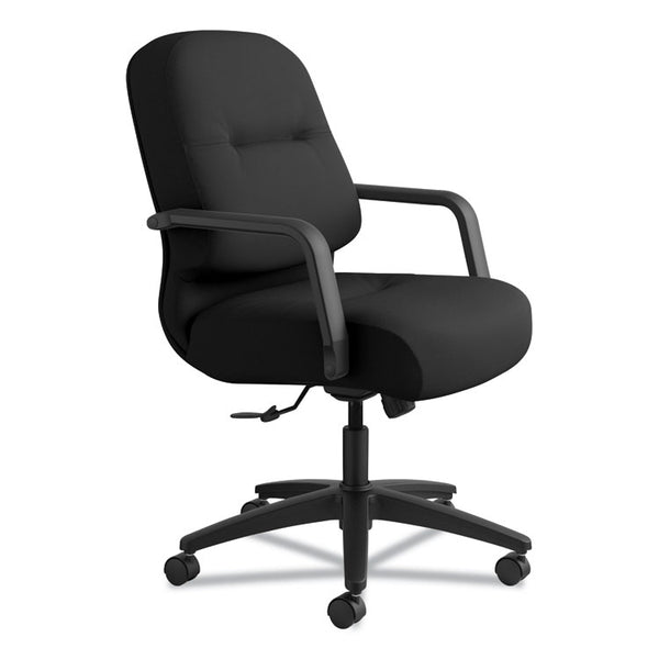 HON® Pillow-Soft 2090 Series Managerial Mid-Back Swivel/Tilt Chair, Supports Up to 300 lb, 17" to 21" Seat Height, Black (HON2092CU10T)