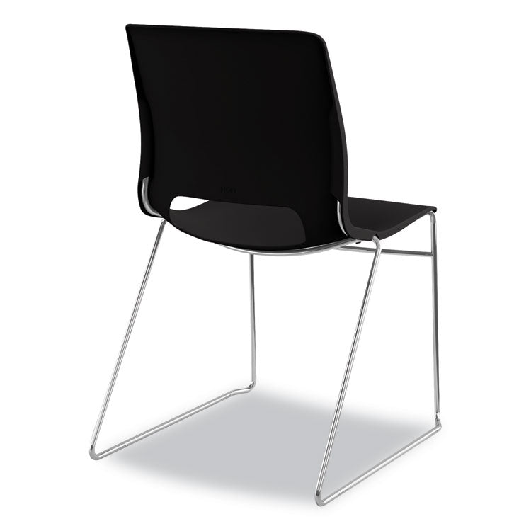 HON® Motivate High-Density Stacking Chair, Supports Up to 300 lb, 17.75" Seat Height, Onyx Seat, Black Back, Chrome Base, 4/Carton (HONMS101ON)