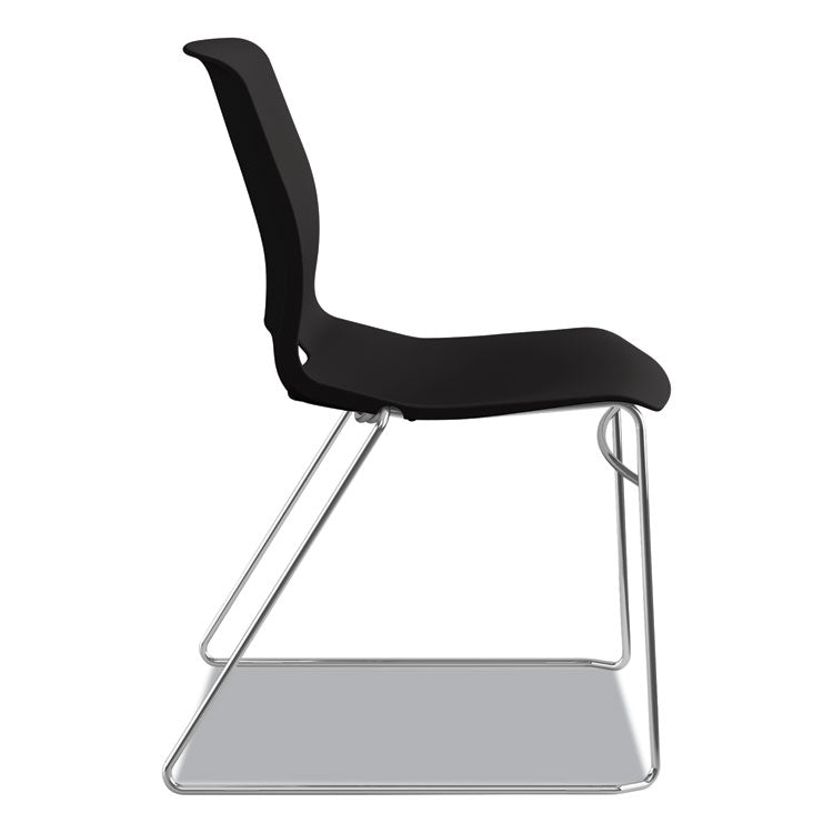 HON® Motivate High-Density Stacking Chair, Supports Up to 300 lb, 17.75" Seat Height, Onyx Seat, Black Back, Chrome Base, 4/Carton (HONMS101ON)
