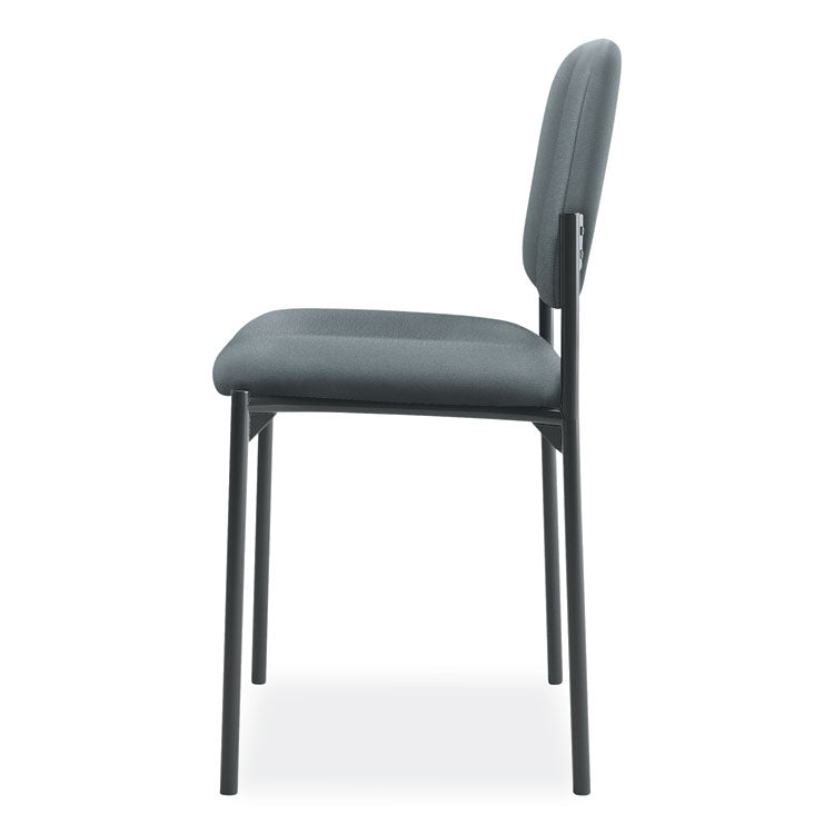 HON® VL606 Stacking Guest Chair without Arms, Fabric Upholstery, 21.25" x 21" x 32.75", Charcoal Seat, Charcoal Back, Black Base (BSXVL606VA19)