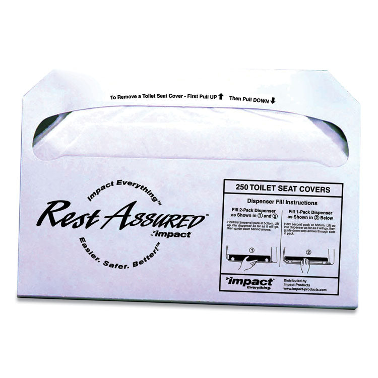 Impact® Rest Assured Seat Covers, 14.25 x 16.85, White, 250/Pack, 20 Packs/Carton (IMP25177673) Case of 5000