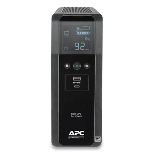 APC® BR1000MS Back-UPS PRO BR Series SineWave Battery Backup System, 10 Outlets, 1,000 VA, 1,080 J (SEUBR1000MS)