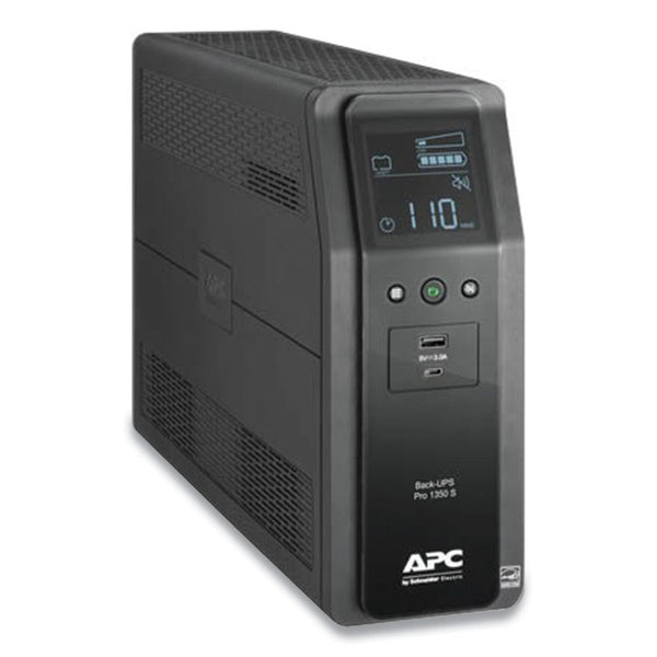 APC® BR1350MS Back-UPS PRO BR Series SineWave Battery Backup System, 10 Outlets, 1,350 VA, 1,080 J (SEUBR1350MS)