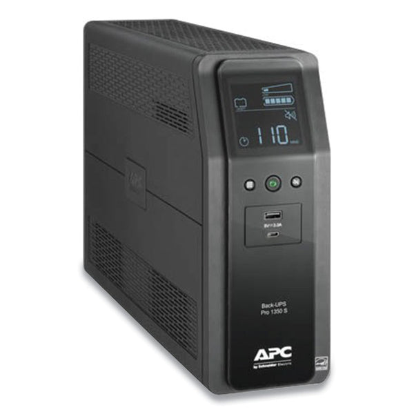 APC® BR1350MS Back-UPS PRO BR Series SineWave Battery Backup System, 10 Outlets, 1,350 VA, 1,080 J (SEUBR1350MS) Each