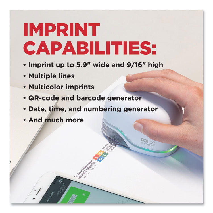 Colop® e-mark Digital Marking Device, Customizable Size and Message with Images, White (COS039201) Each