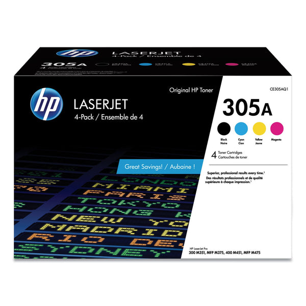 HP HP 305A, (CE305A-Q) 4-Pack Black/Cyan/Magenta/Yellow Original LaserJet Toner Cartridges (HEWCE305AQ1)