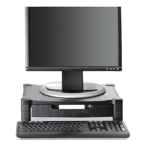 Mind Reader Monitor Stand Riser with Drawer, 17" x 13" x 3.75", Black, Supports 22 lbs (EMSDRPLMONSTBLK) Each