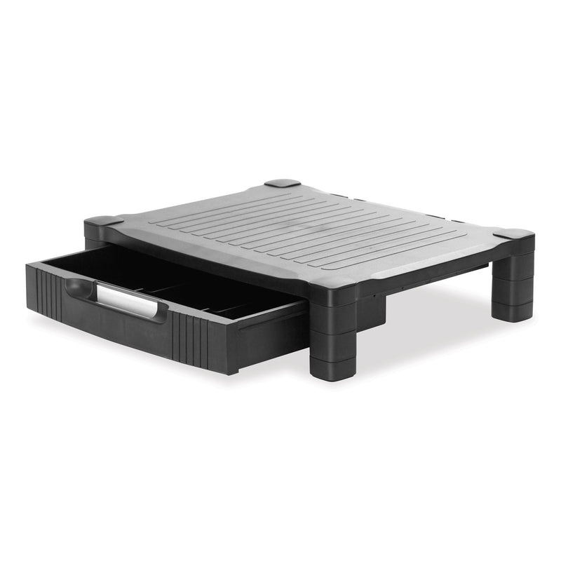 Mind Reader Monitor Stand Riser with Drawer, 17" x 13" x 3.75", Black, Supports 22 lbs (EMSDRPLMONSTBLK) Each