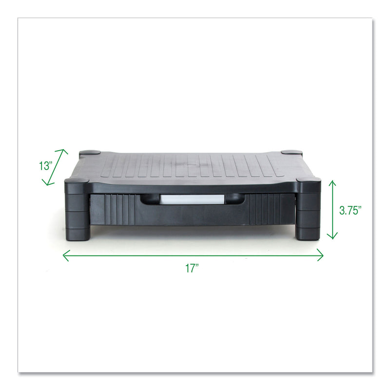 Mind Reader Monitor Stand Riser with Drawer, 17" x 13" x 3.75", Black, Supports 22 lbs (EMSDRPLMONSTBLK) Each