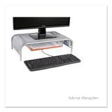 Mind Reader Raise Metal Mesh Monitor Stand with Drawer, 20" x 12" x 5.75", Silver, Supports 25 lbs (EMSMMSIL) Each