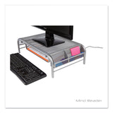 Mind Reader Raise Metal Mesh Monitor Stand with Drawer, 20" x 12" x 5.75", Silver, Supports 25 lbs (EMSMMSIL) Each