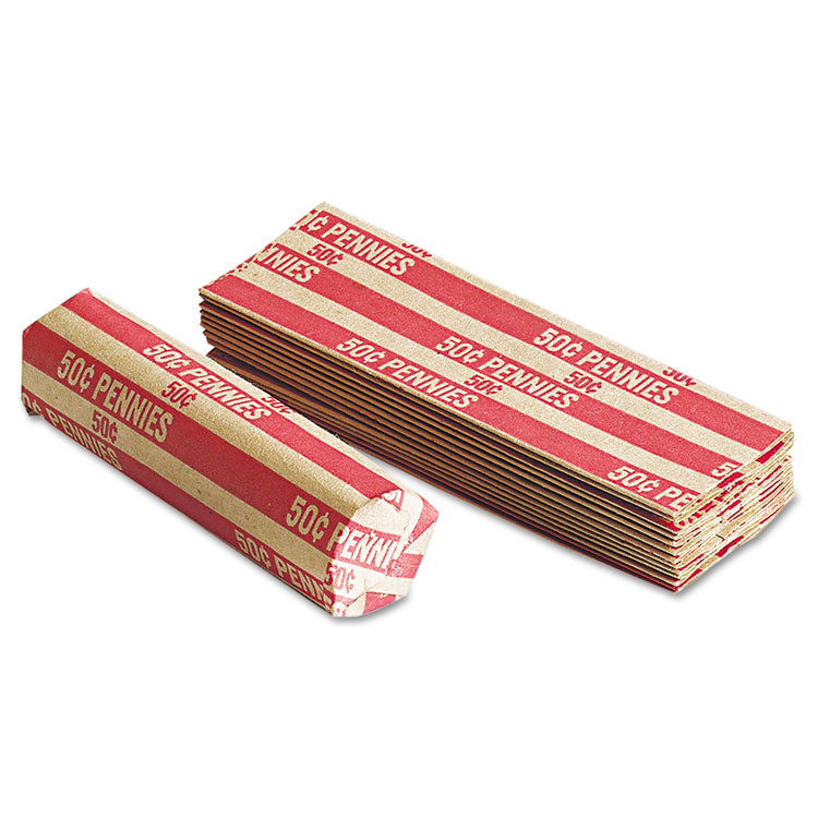 Pap-R Products Flat Coin Wrappers, Pennies, $.50, 1000 Wrappers/Box (CTX30001) Box of 1000