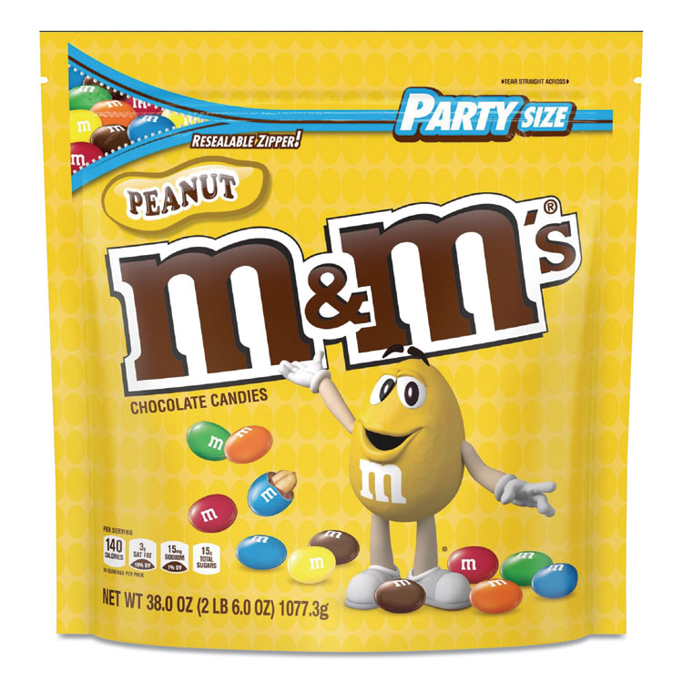 M & M's® Milk Chocolate Candies, Milk Chocolate and Peanuts, 38 oz Bag (MNM55116) Each