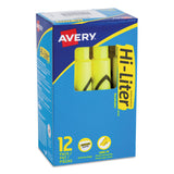 Avery® HI-LITER Desk-Style Highlighters, Fluorescent Yellow Ink, Chisel Tip, Yellow/Black Barrel, Dozen (AVE24000) 1 Dozen