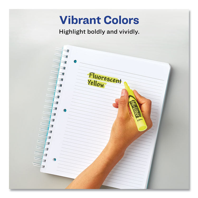 Avery® HI-LITER Desk-Style Highlighter Value Pack, Fluorescent Yellow Ink, Chisel Tip, Yellow/Black Barrel, 36/Box (AVE98208) Pack of 36