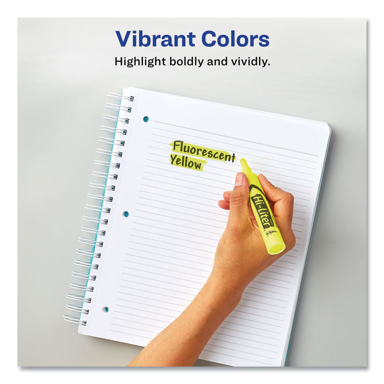 Avery® HI-LITER Desk-Style Highlighters, Fluorescent Yellow Ink, Chisel Tip, Yellow/Black Barrel, Dozen (AVE24000) 1 Dozen