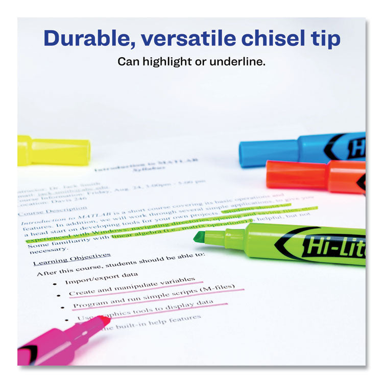 Avery® HI-LITER Desk-Style Highlighters, Assorted Ink Colors, Chisel Tip, Assorted Barrel Colors, Dozen (AVE98034) Pack of 12