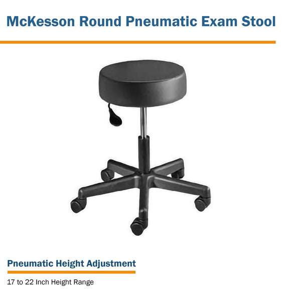 McKesson Exam Stool Backless Pneumatic Height Adjustment 5 Casters Black (566998_EA) 1/EA