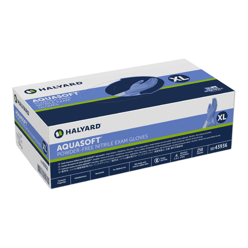 Aquasoft® Exam Glove X-Large NonSterile Nitrile Standard Cuff Length Textured Fingertips Blue Chemo Tested (975532_CS) 2500/CS