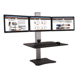 Victor® High Rise Electric Triple Monitor Standing Desk Workstation, 28 x 23 x 20, Black/Aluminum, Ships in 1-3 Business Days (VCTDC475)