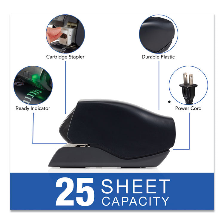 Swingline® Desktop Cartridge Electric Stapler with LED Guide, 25-Sheet Capacity, Black (SWI50202) Each