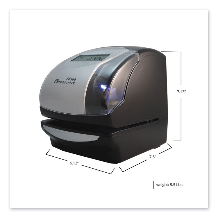 Acroprint® ES900 Atomic Electronic Payroll Recorder, Time Stamp and Numbering Machine, Digital Display, Black (ACP010209000) Each